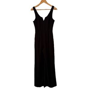 Mi Ami Black Sleeveless Jumpsuit Wide Leg Size Med V Neck Party Cocktail Evening